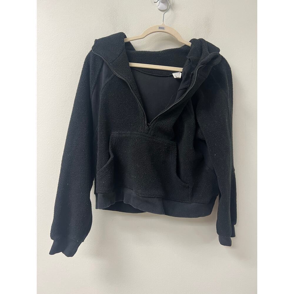 Bossi Black Hooded Zippered Jacket Size Large